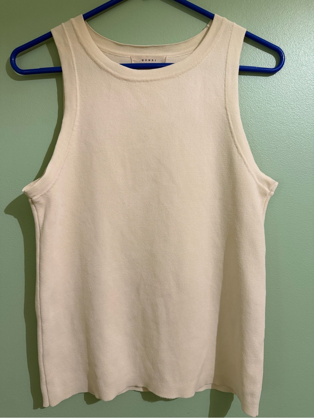 MOMNI Sleeveless Cream Knit Sleeveless Top L Large